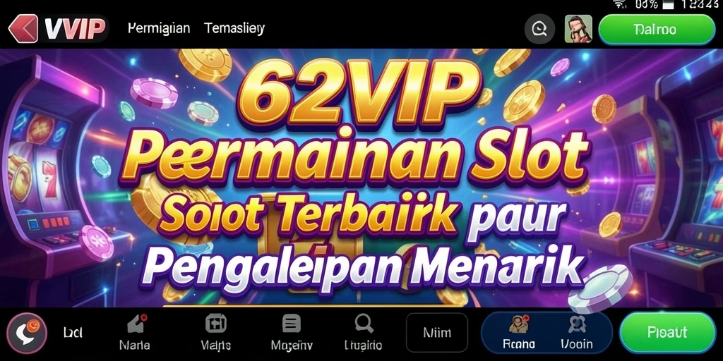Tampilan menakjubkan gameplay Slot dalam 62VIP yang mengasyikkan.