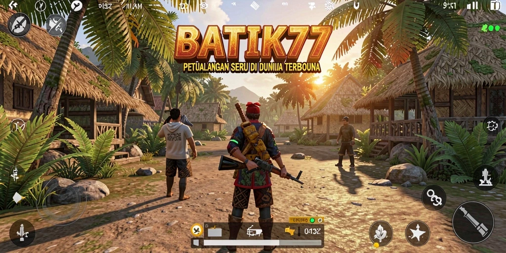 Tangkapan layar dari gameplay petualangan di dunia terbuka BATIK77.
