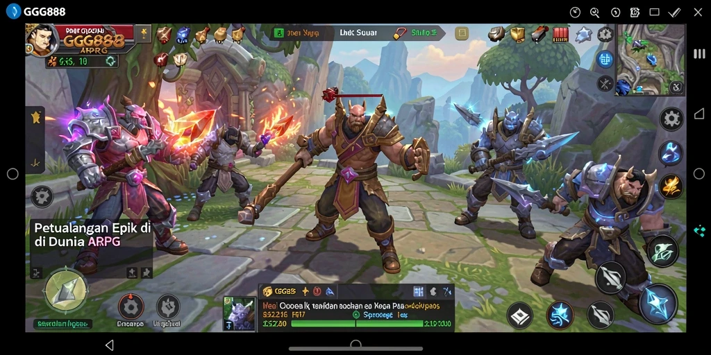 Tampilan gameplay menegangkan di dunia ARPG yang luas.