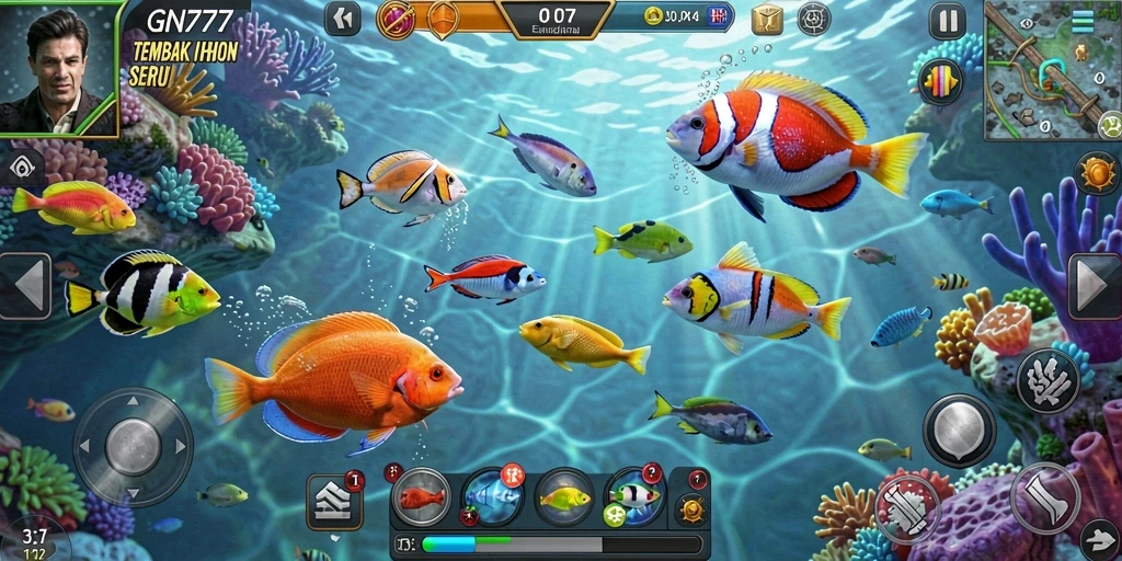 Screenshoot gameplay GN777 menampilkan aksi menembak ikan yang seru.