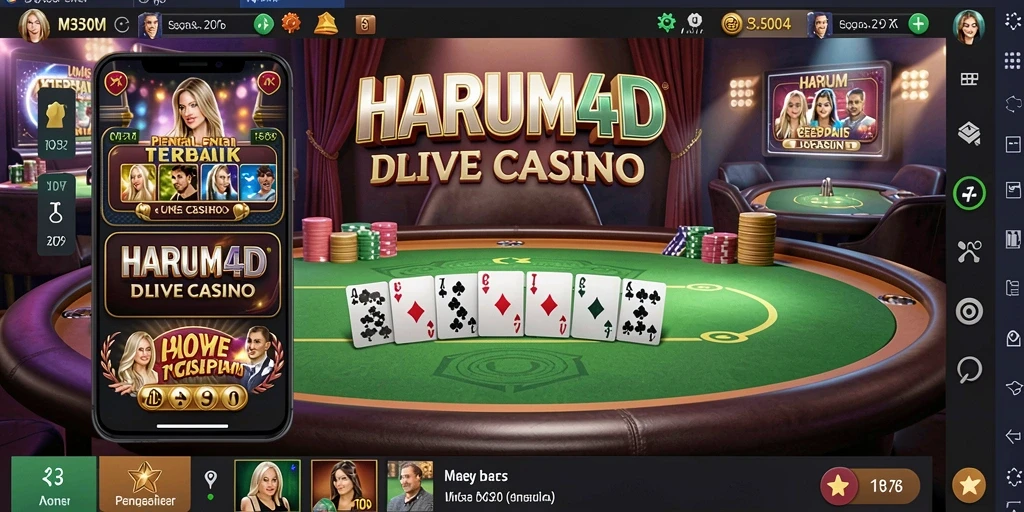 Screenshot menunjukkan dealer profesional dan suasana gameplay Live Casino yang interaktif.