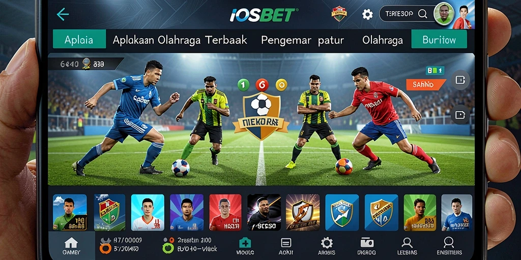 Tampilan utama IOSBET dengan statistik dan berita olahraga.