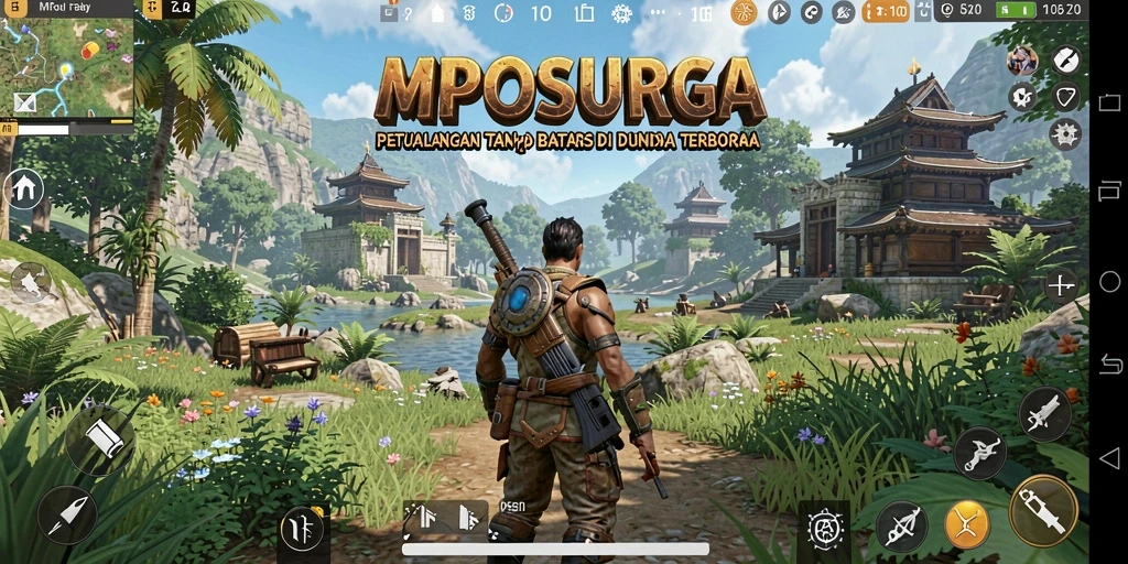Tangkapan layar gameplay MPOSURGA dengan dunia terbuka yang luas.