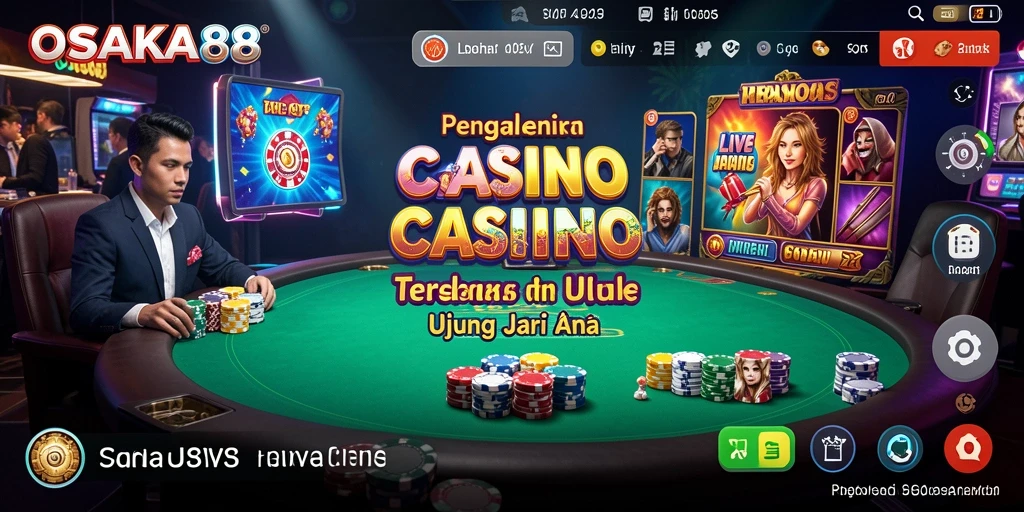 Screenshot gameplay OSAKA88 yang menampilkan dealer langsung dan suasana kasino.