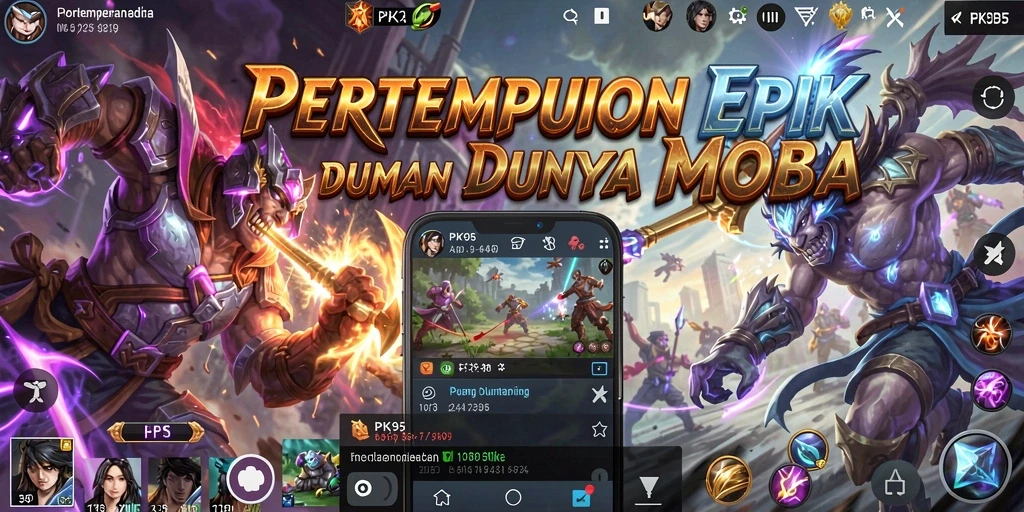 Tangkapan layar PK95 menampilkan aksi seru dalam pertempuran MOBA.