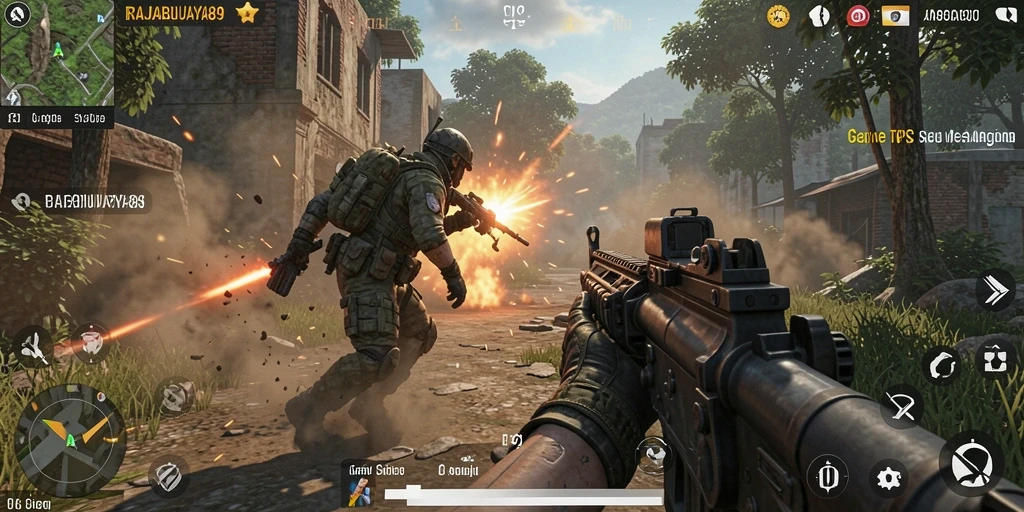 Tampilan gameplay RAJABUAYA89 dengan aksi menegangkan dan detail grafis yang halus.