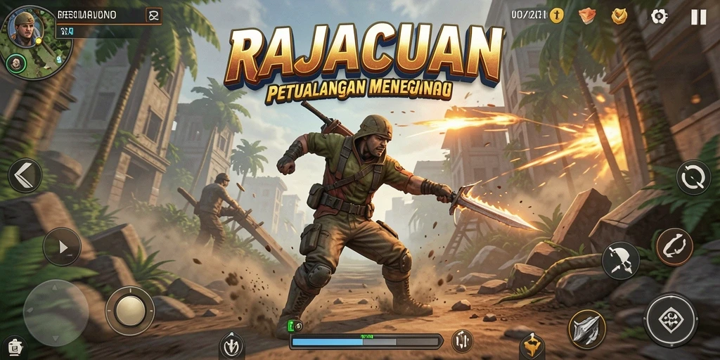 Screenshot utama RAJACUAN menampilkan aksi seru dan intens di dalam permainan.