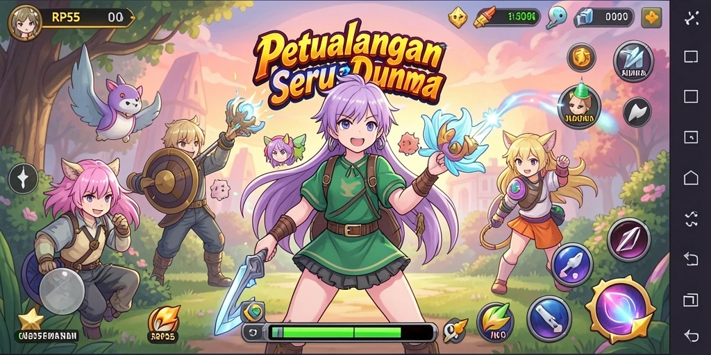 Tampilan gameplay seru di dunia Anime yang menawan.