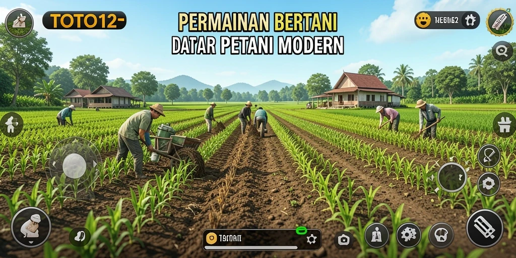 Tangkapan layar gameplay <strong>TOTO12</strong> yang menunjukkan aktivitas bertani yang seru.
