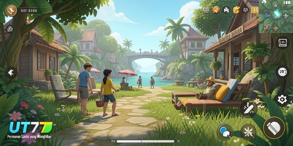 Tampilan gameplay UT77 yang menyenangkan dan berwarna.